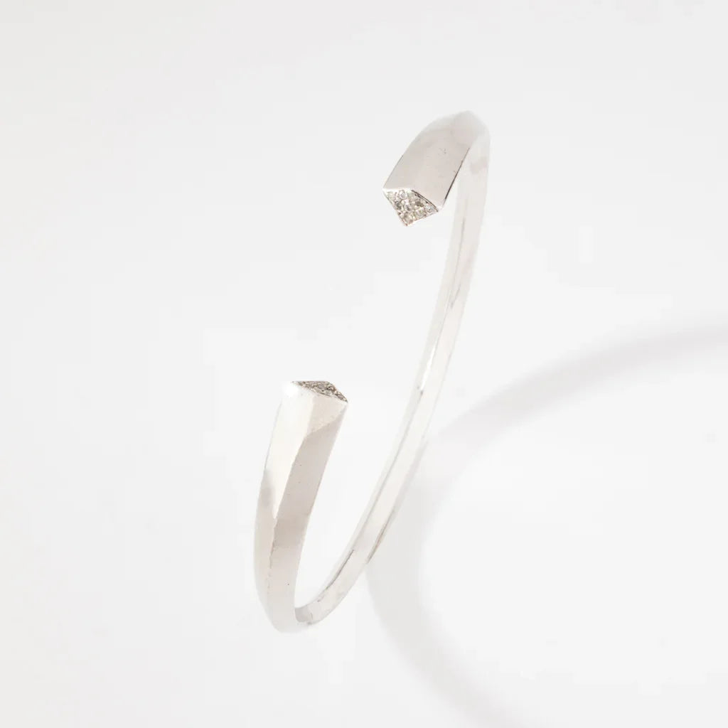 Bangle bracelet set with small diamonds