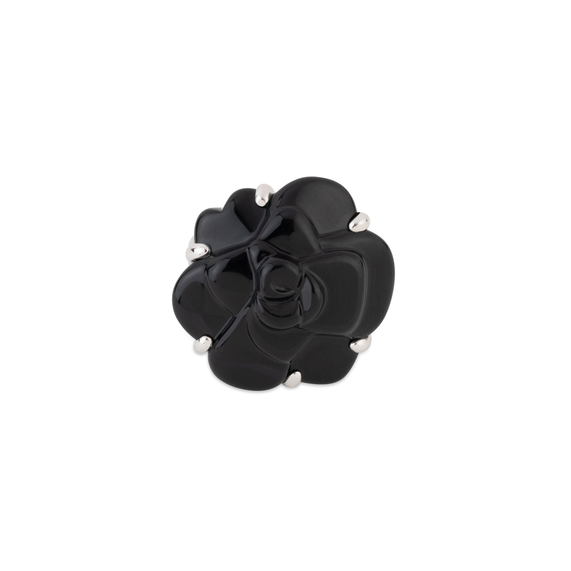 Bague Chanel or gris Camelia Onyx