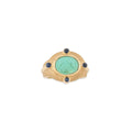 Engraved Etruscan yellow gold ring with glass paste