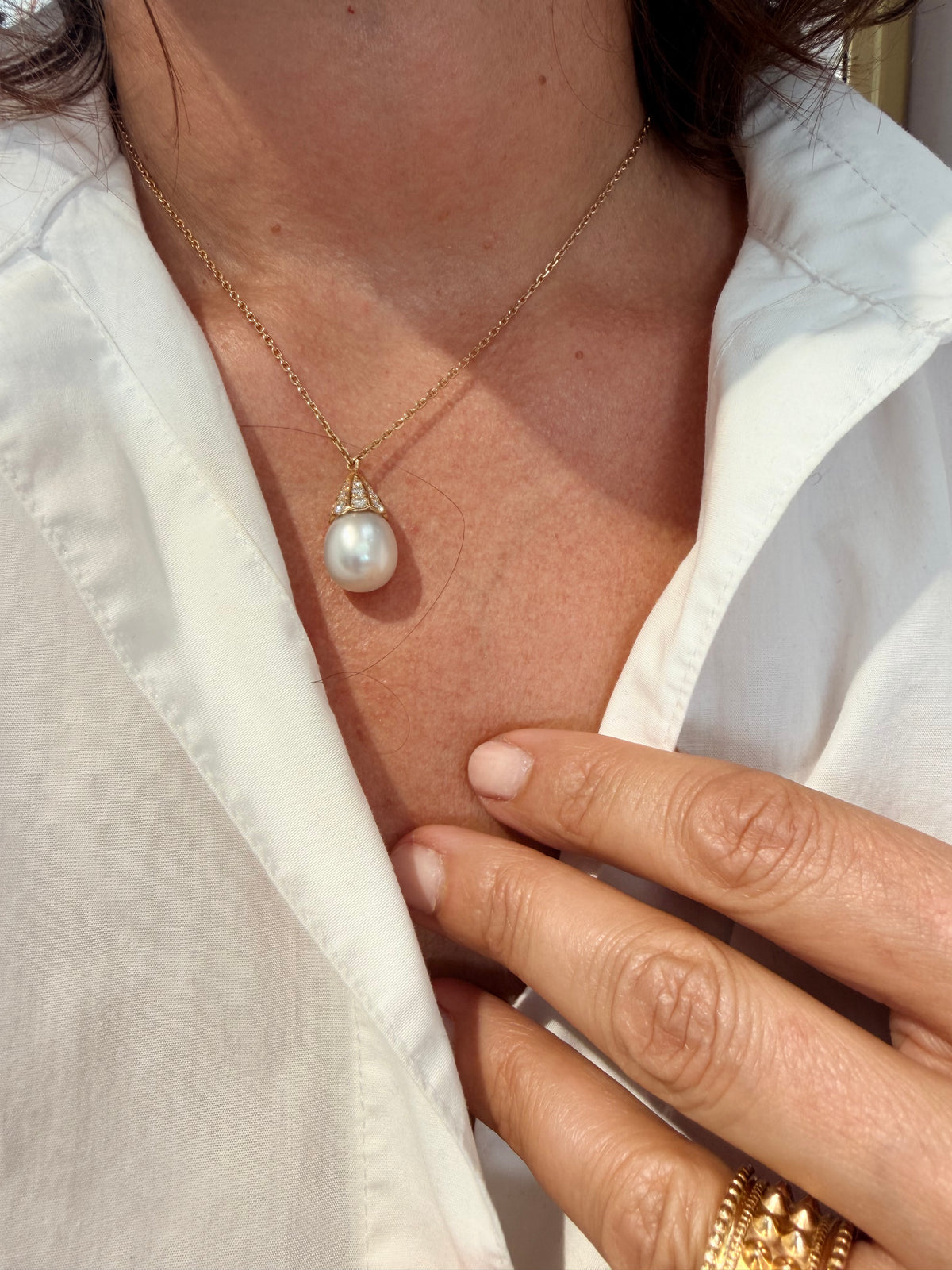 Collier Boucheron avec perle et diamants