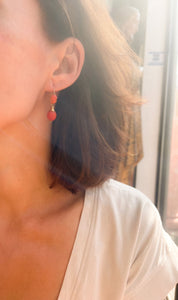 Boucles d'oreilles en corail sur or jaune Nap III