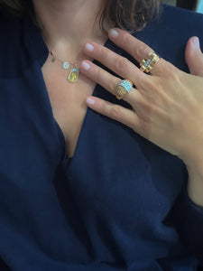 Bague Tank en or jaune et diamants
