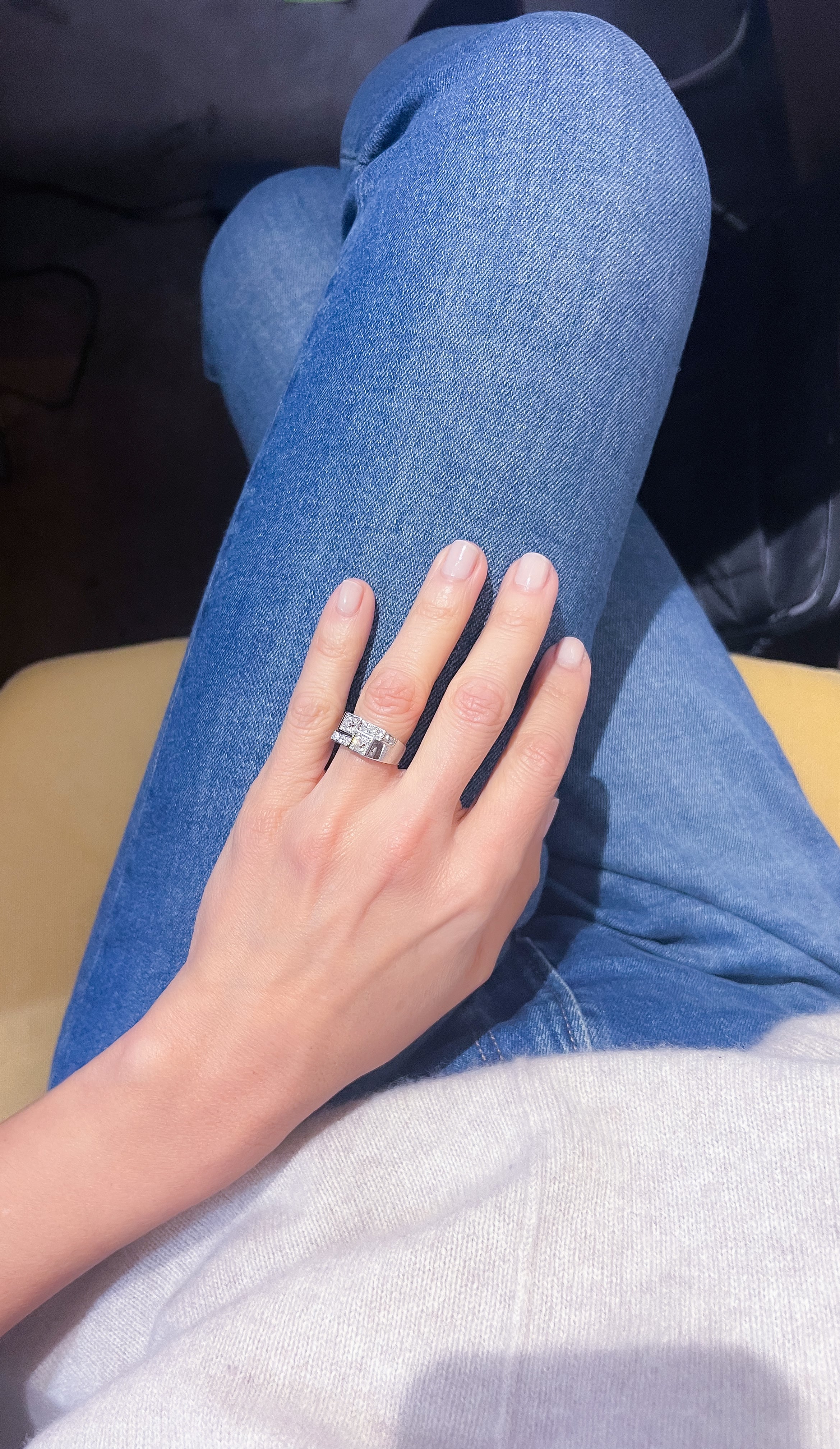 Bague Art Déco en platine et  diamant