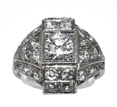 Bague des années 30 Art déco en platine - adalgyseboutique