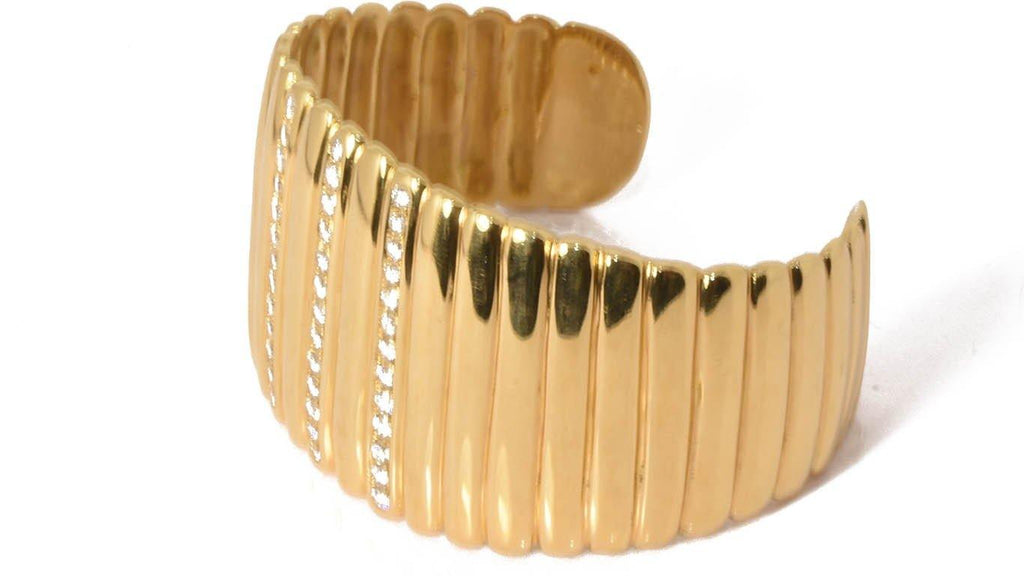 Large Manchette godronnée Or jaune 18k - adalgyseboutique