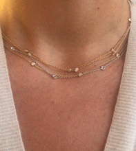 Charger l&#39;image dans la galerie, Collier or jaune intercalé de diamant sur maille forçat

