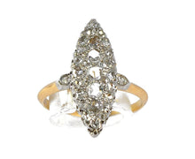 Charger l&#39;image dans la galerie, Bague marquise Napoléon III en  or jaune  et platine - adalgyseboutique
