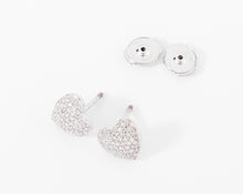Charger l&#39;image dans la galerie, Boucles d&#39;oreilles en gris formant des cœurs, pavée de diamant
