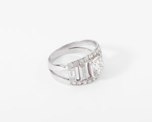 Bague en diamant et platine forme bandeau