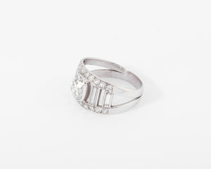 Bague en diamant et platine forme bandeau