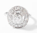 Bague marguerite en platine or gris et diamants