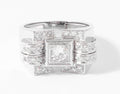 Bague tank en or gris et diamant