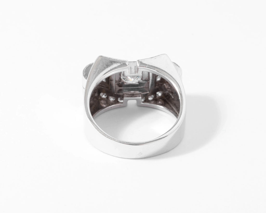 Bague tank en or gris et diamant