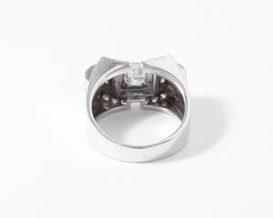 Bague tank en or gris et diamant