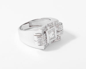 Bague tank en or gris et diamant