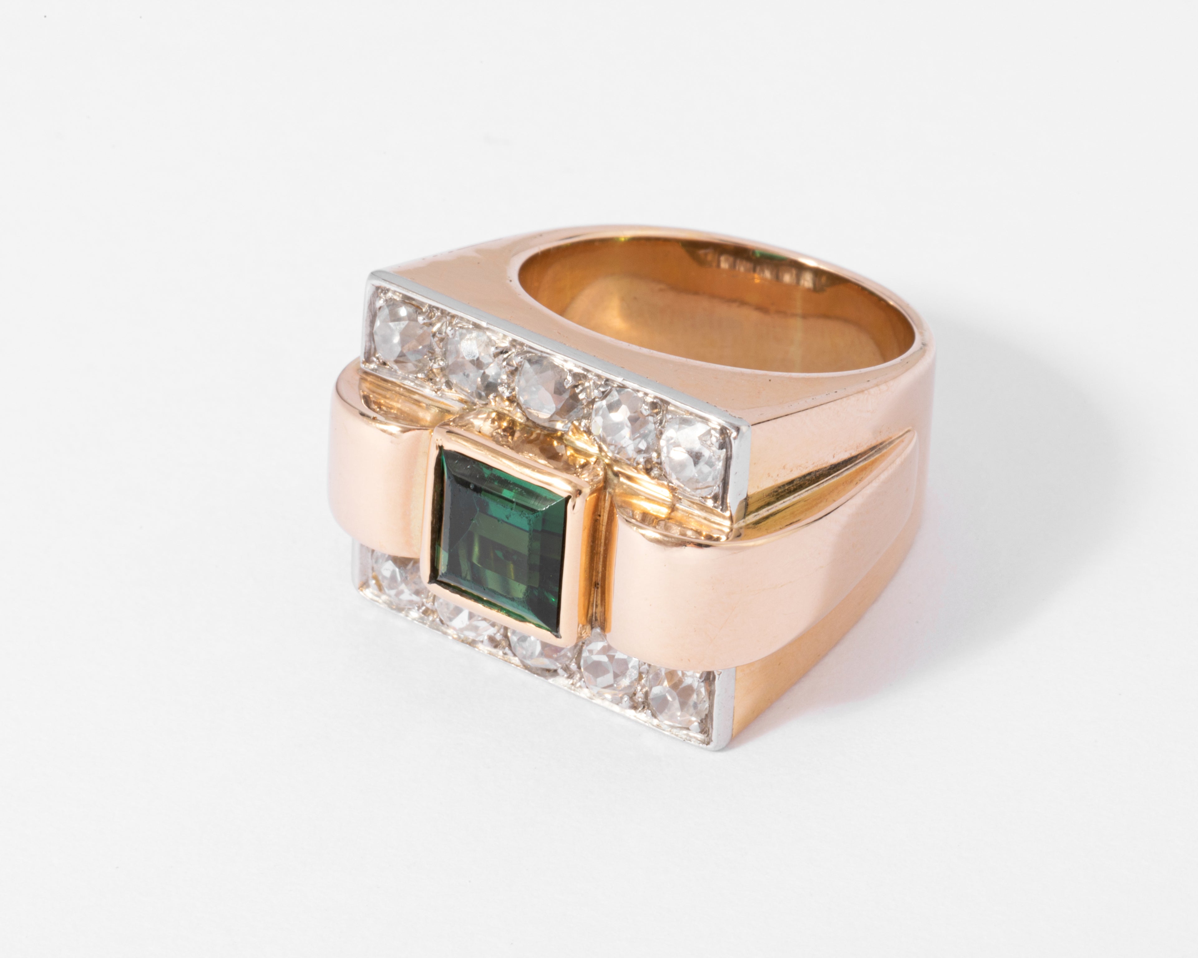 Bague Tank Tourmaline verte
