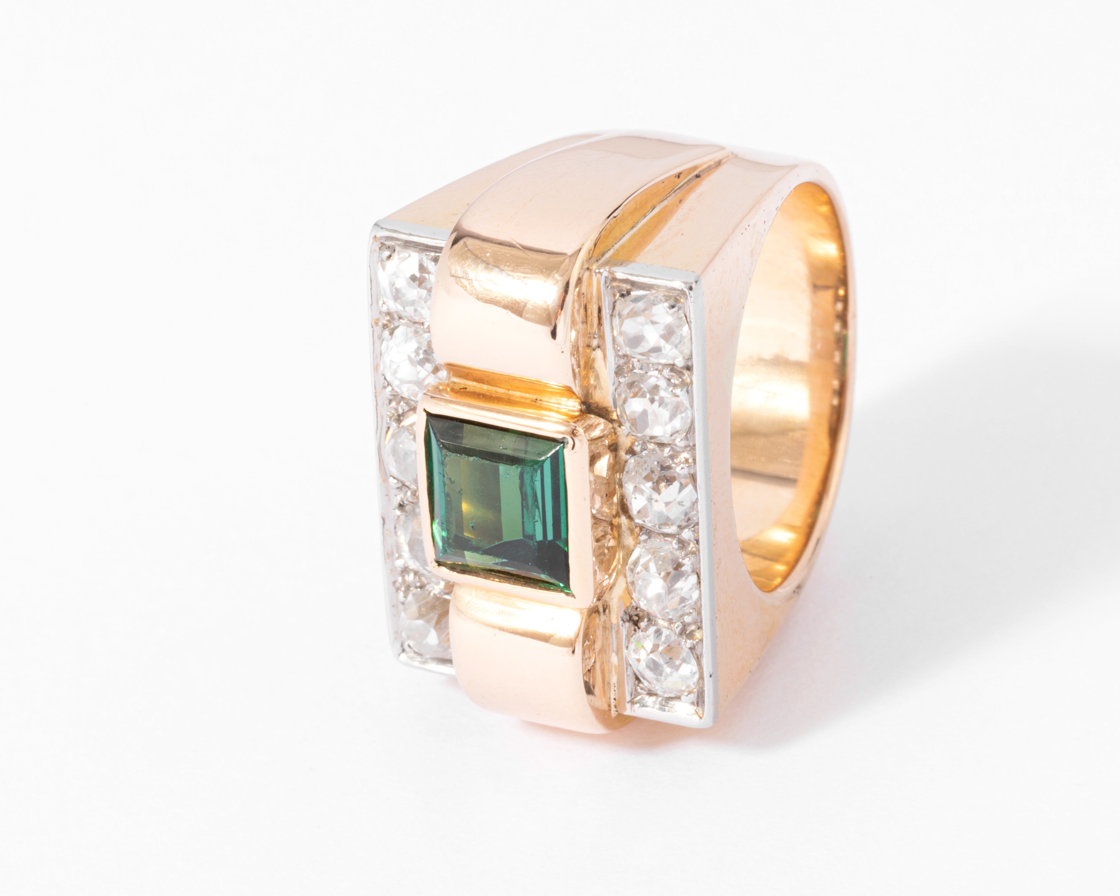 Bague Tank Tourmaline verte