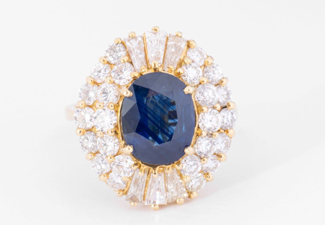 bague marguerite or jaune saphir et double entourage de diamants