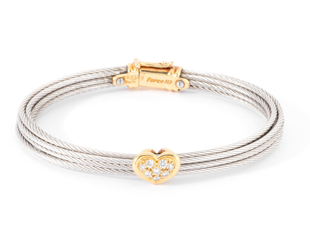 Bracelet acier ,or et diamants de la maison Fred modèle force 10