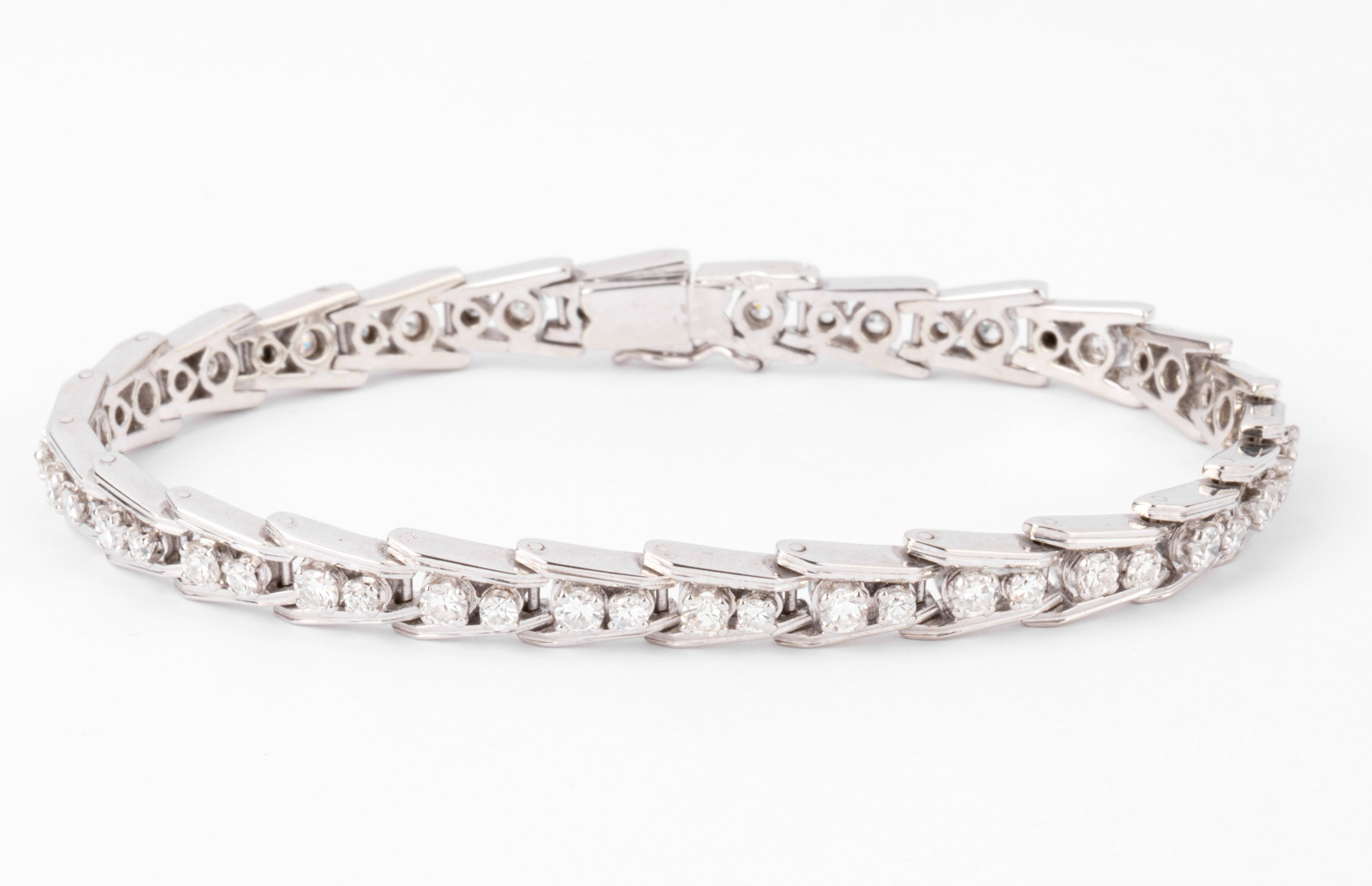 Bracelet riviere en diamant or gris et platine