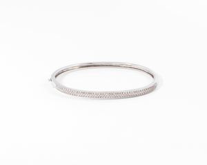 Bracelet  or gris rigide ouvrant en diamant