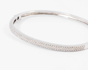Bracelet  or gris rigide ouvrant en diamant