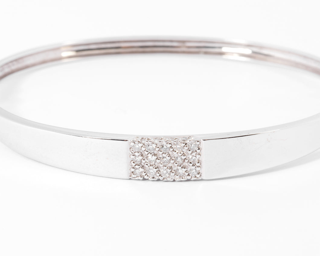 Bracelet jonc or gris et diamant