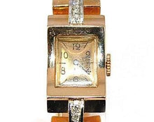 Charger l&#39;image dans la galerie, Montre tank or platine et diamant - adalgyseboutique
