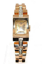 Charger l&#39;image dans la galerie, Montre tank or platine et diamant - adalgyseboutique
