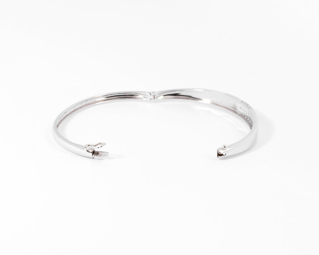 Bracelet jonc or gris et diamant