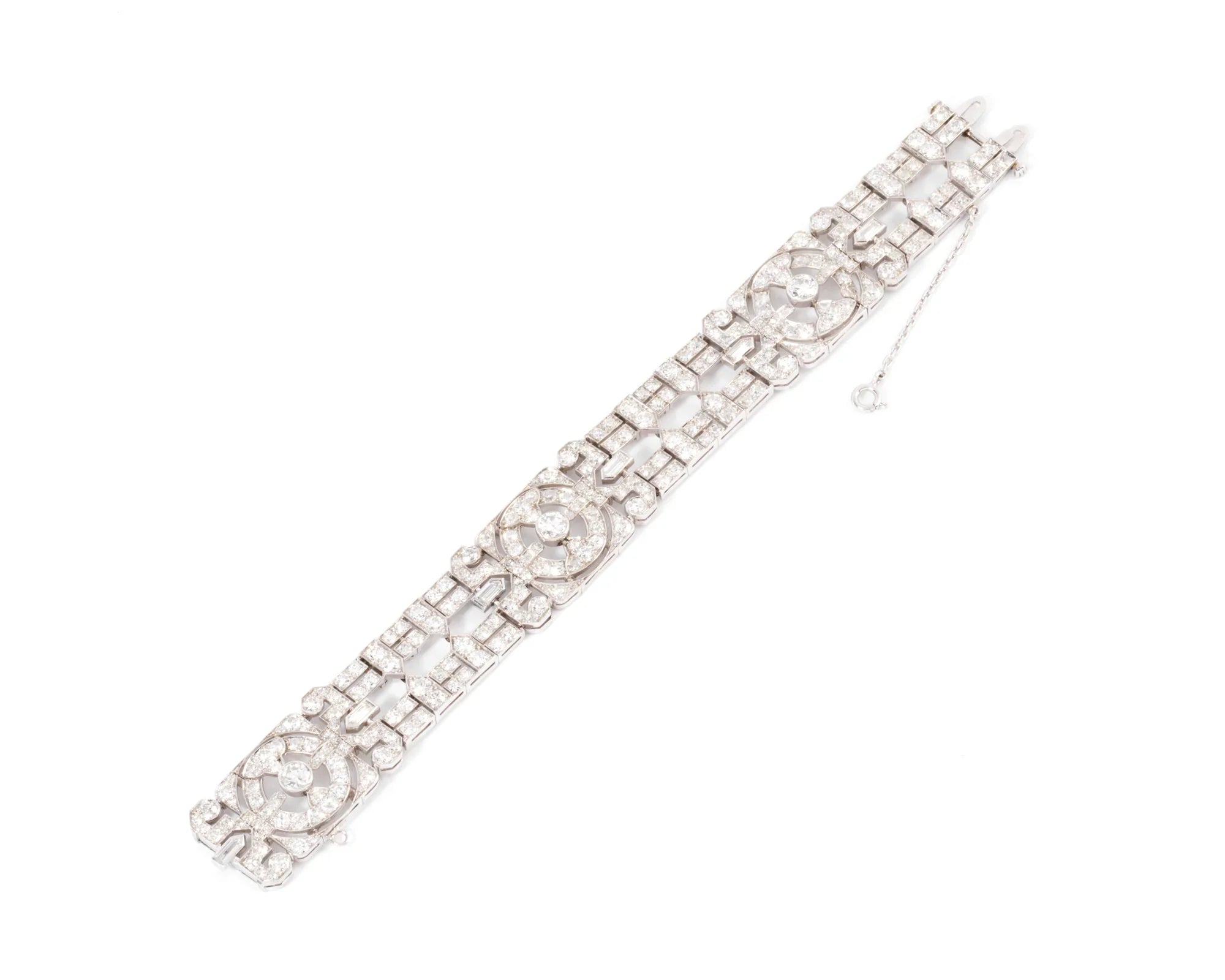 Bracelet Rétro Extensible Argenté Avec Cristal - Occasion