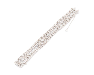 Bracelet Art Déco en platine entièrement pavé de diamant