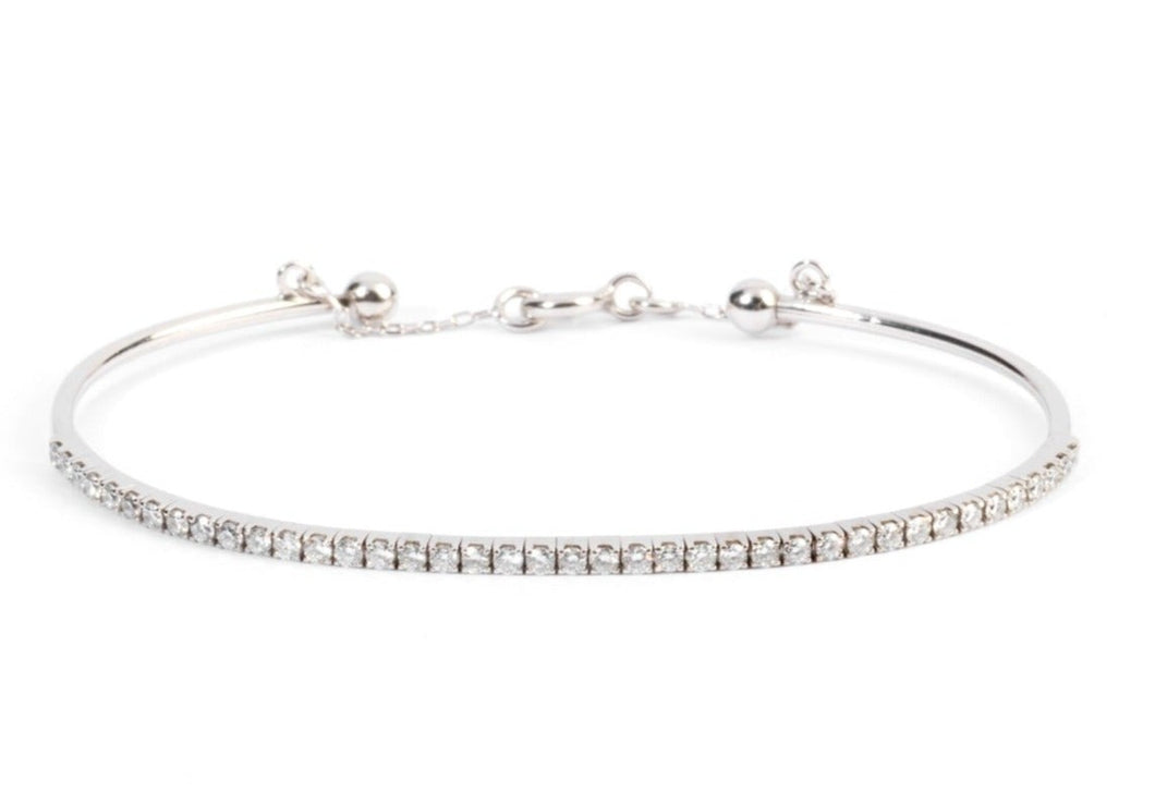 Bracelet demi jonc or gris et diamant sur le dessus