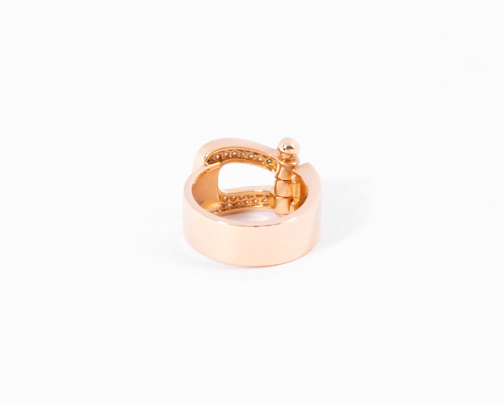 Bague or rose ,pavée de diamants Fred force 10