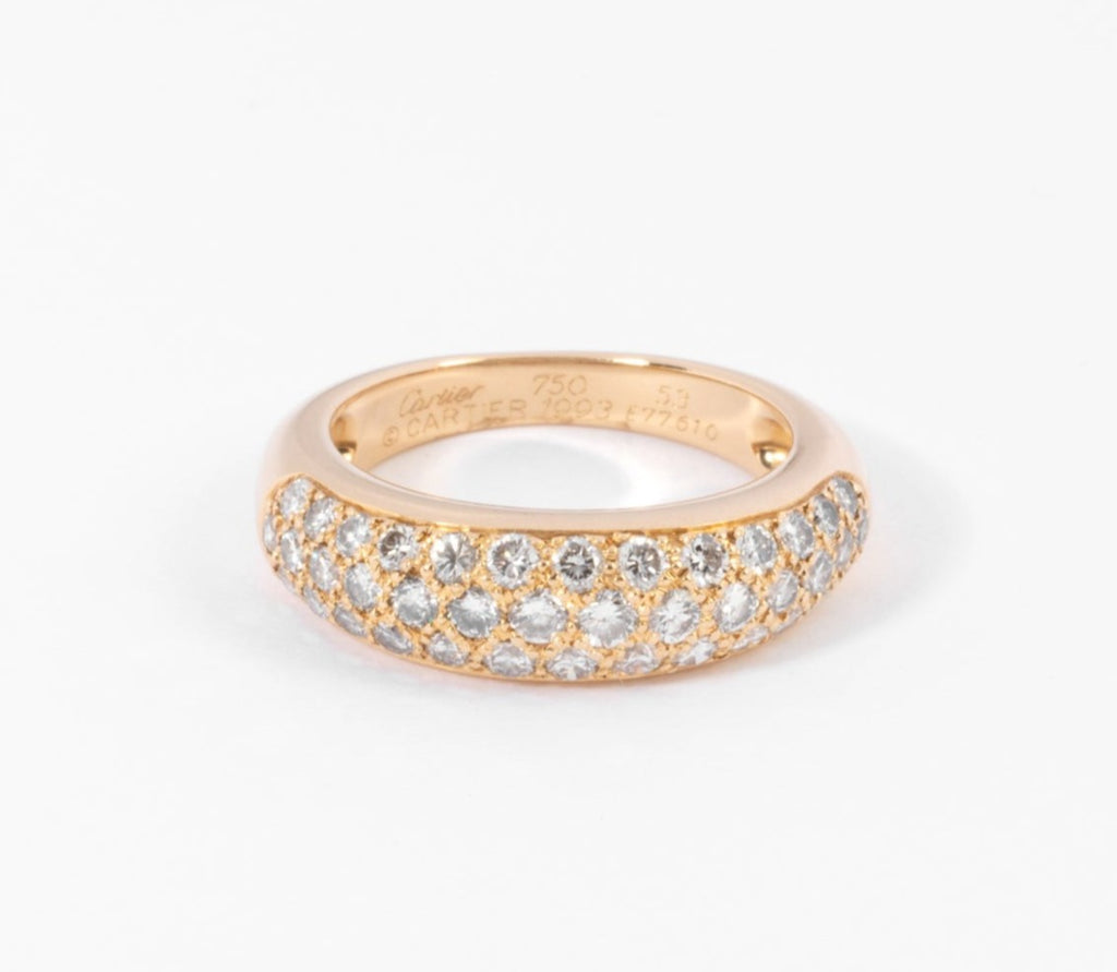 Bague or jaune pavée de diamants de la maison Cartier