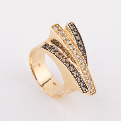 Bague bandeau or jaune et diamant cognacs