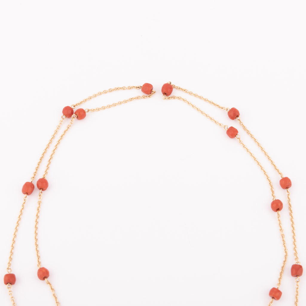 Sautoir en or et corail