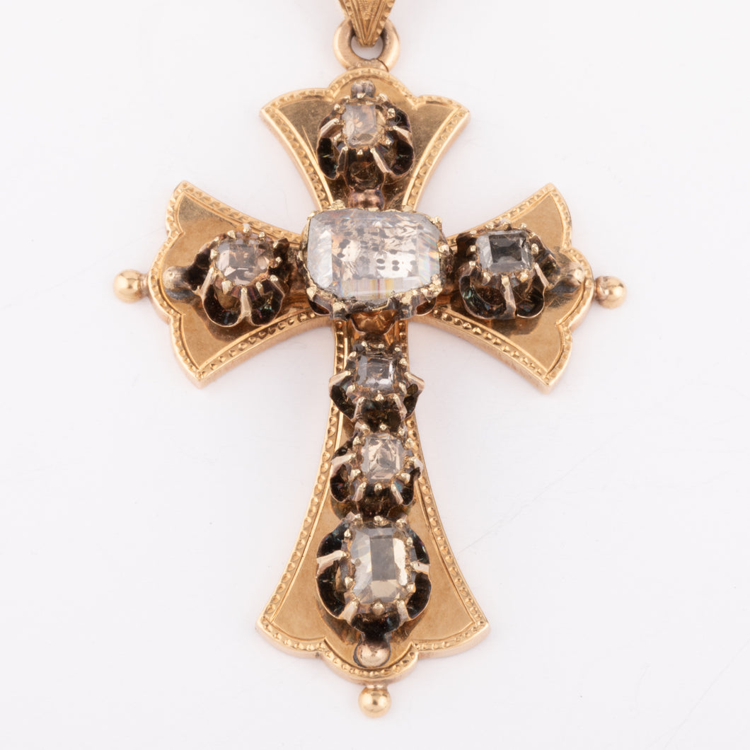 Croix or jaune et diamants