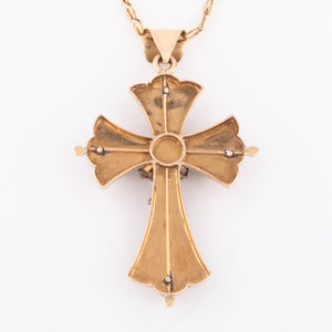 Croix or jaune et diamants