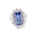 Bague entourage saphir naturel et diamant