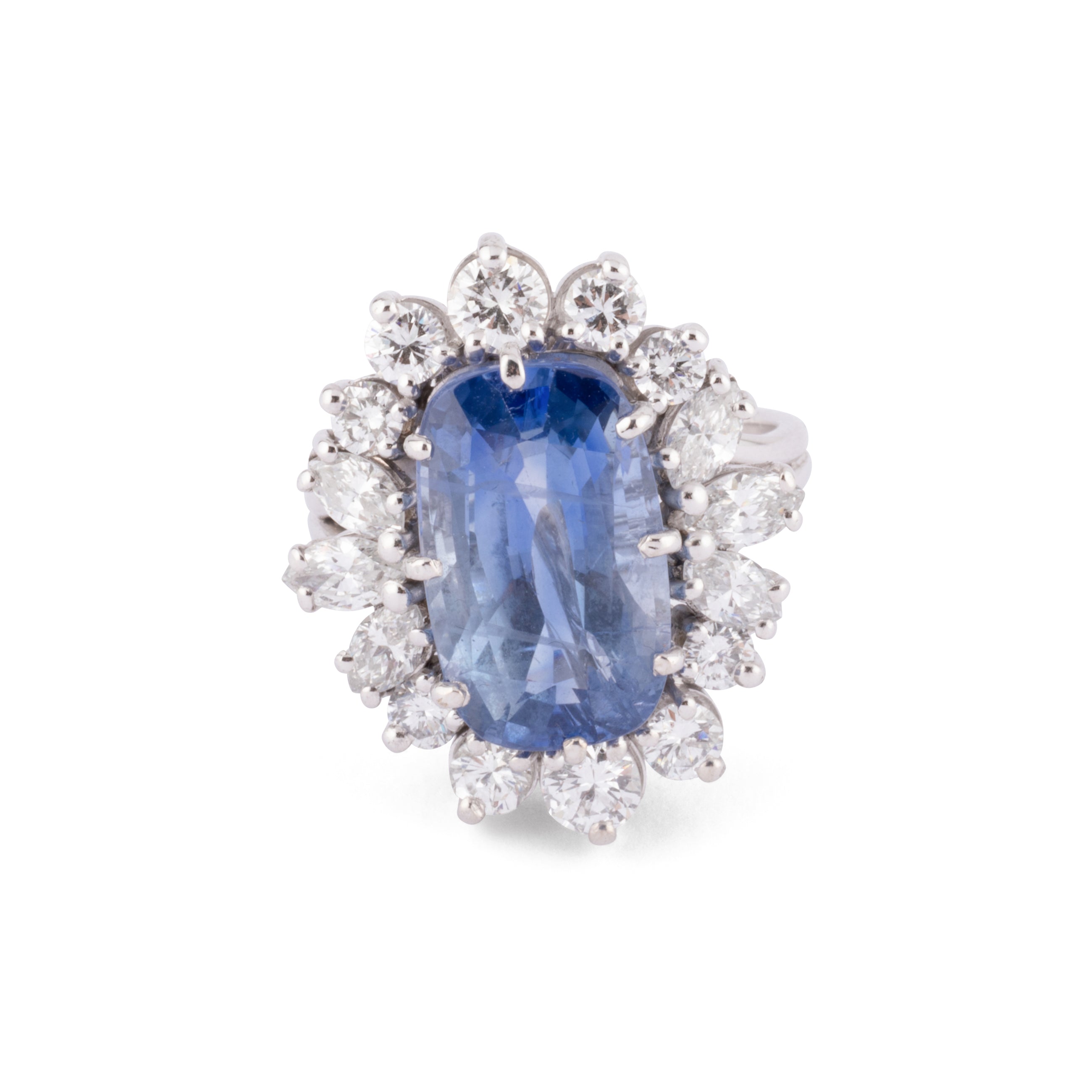 Bague entourage saphir naturel et diamant
