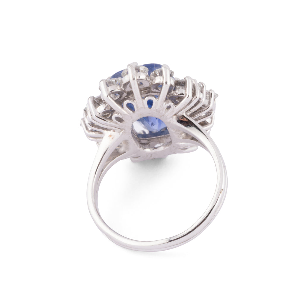 Bague entourage saphir naturel et diamant