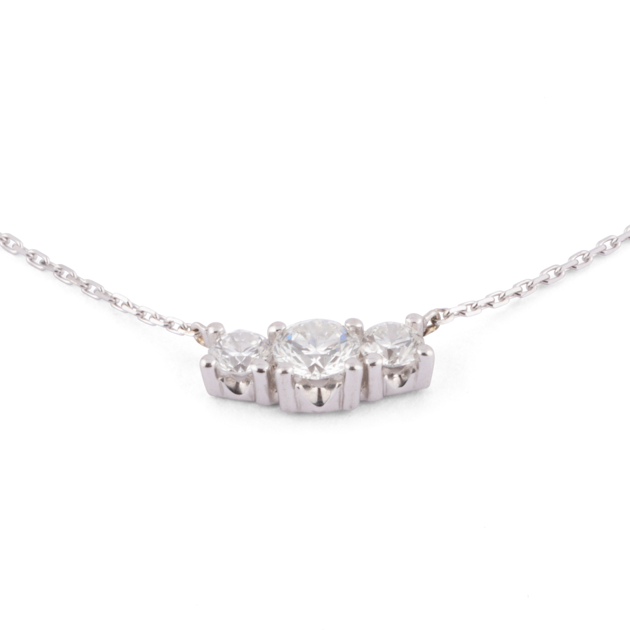 Collier or gris 3 diamants