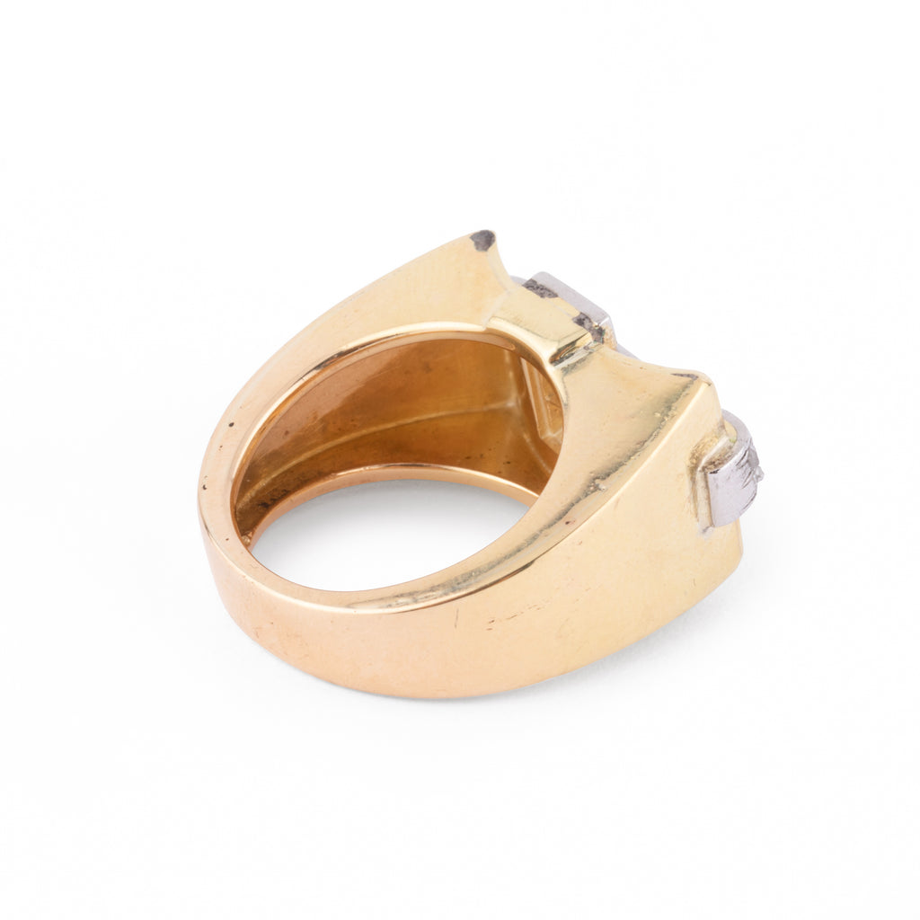 Bague Tank en platine et or