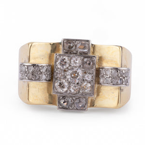 Bague Tank en platine et or