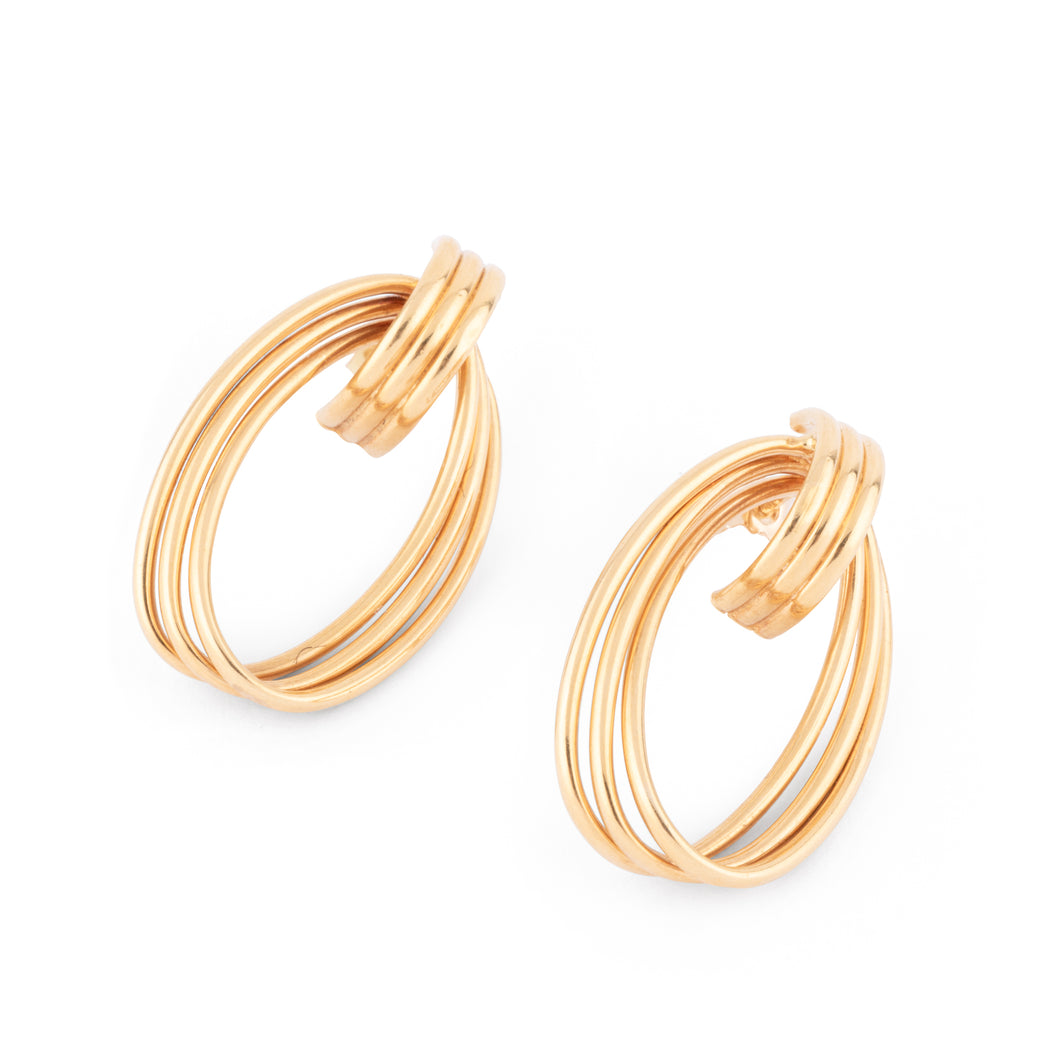 Boucles d'oreilles or jaune anneaux entrelacés