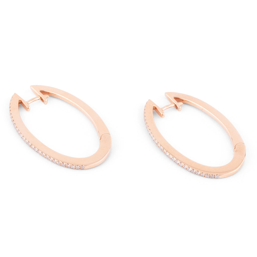 Boucles d'oreilles ovales en or rose et diamants