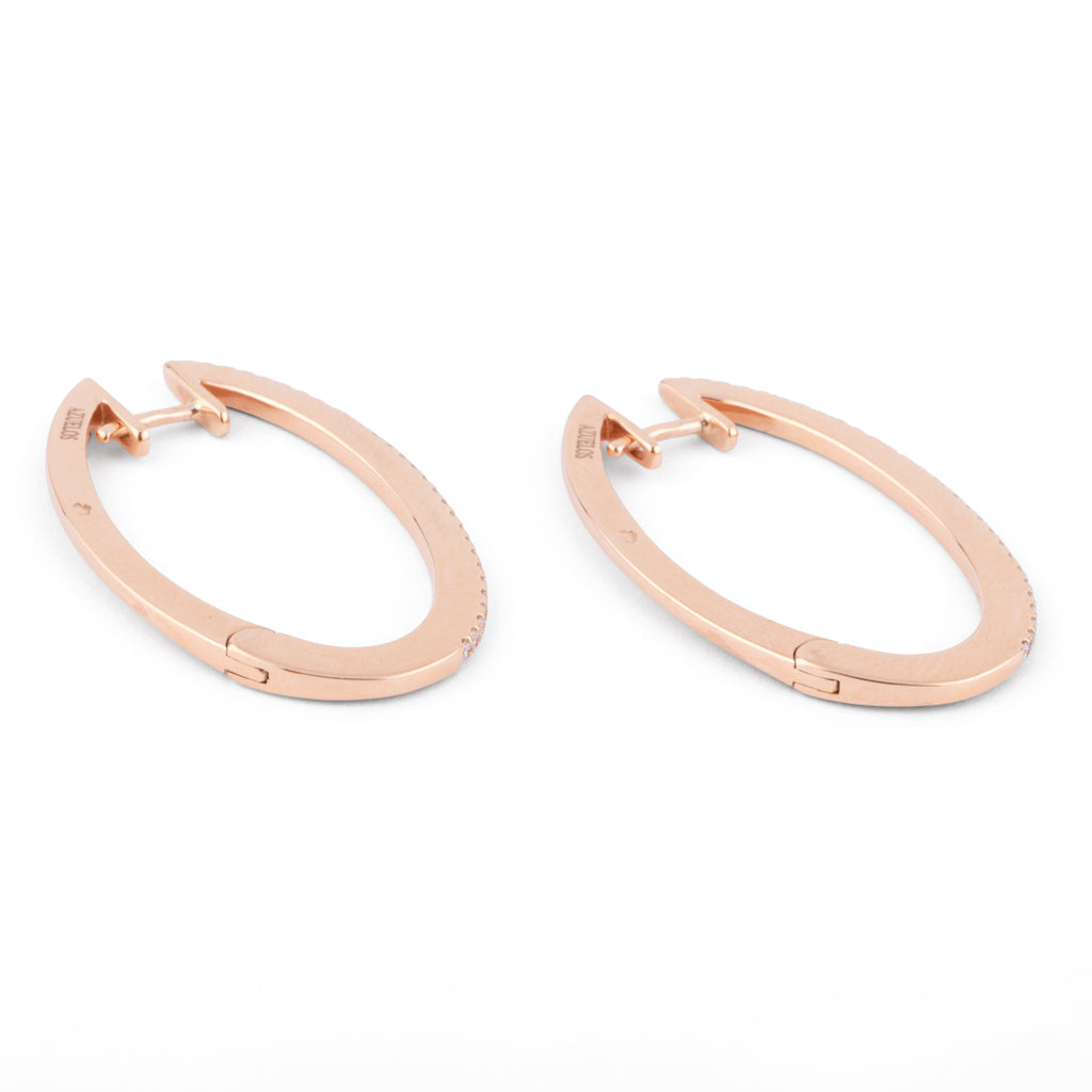 Boucles d'oreilles ovales en or rose et diamants