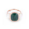 Bague en or jaune malachite,nacre et diamants