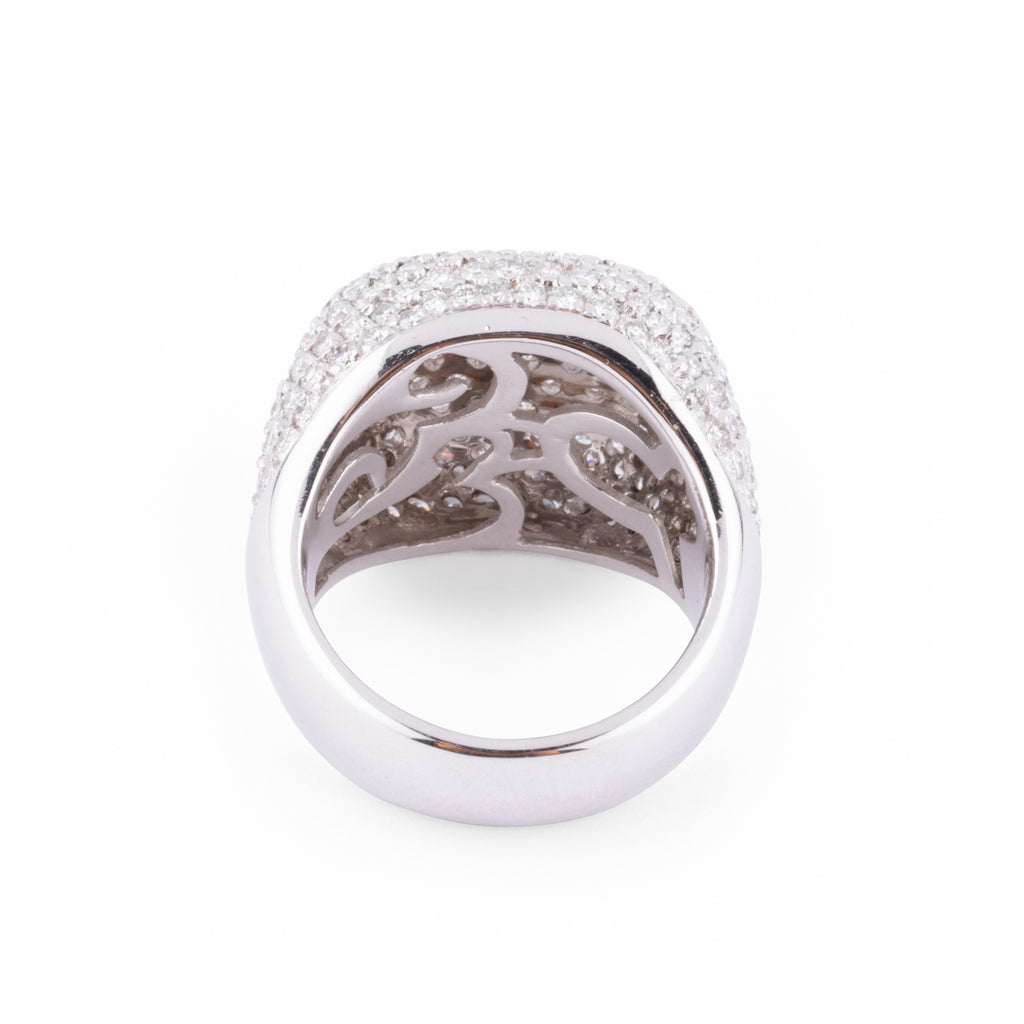 Bague boule en or gris et diamants